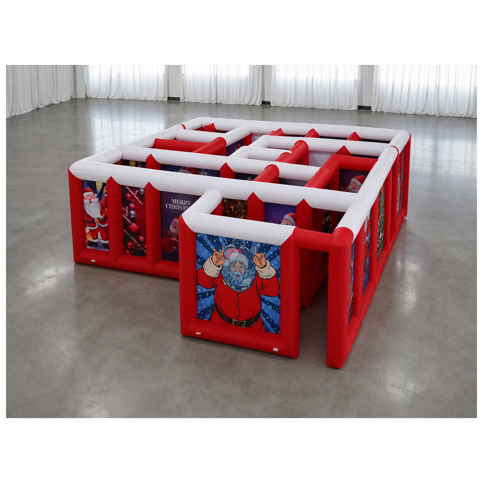 Party Games Kids Outdoor - Laberinto Inflable Grande Rojo y Blanco