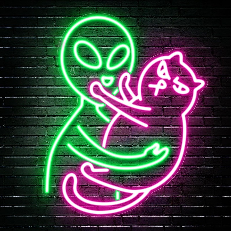 Letrero de neón Alien Cat, luz - Party Games Best reseña y precio