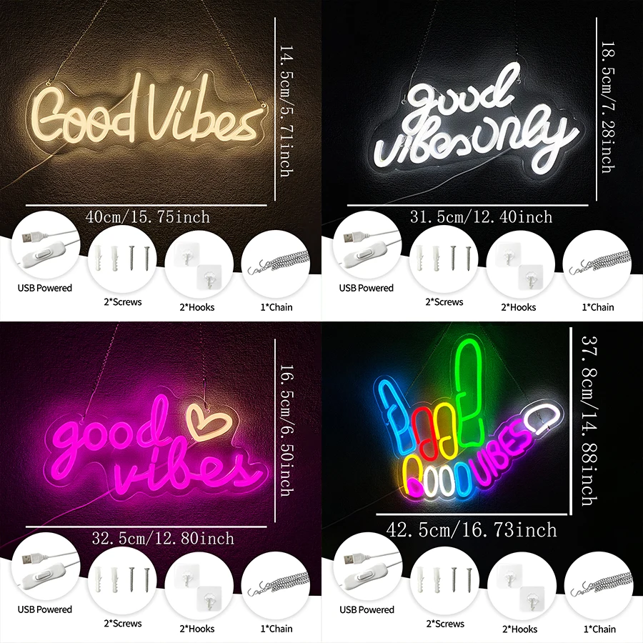 Good Vibes Only Letreros de ne - Party Games Good reseña y precio